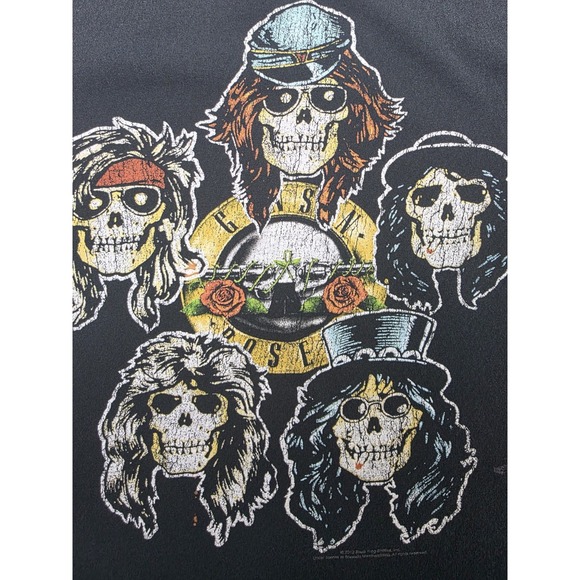 2012 Guns And Roses Band Tee Faded Black Shirt Vintage Style Womens Size XL - Picture 3 of 13